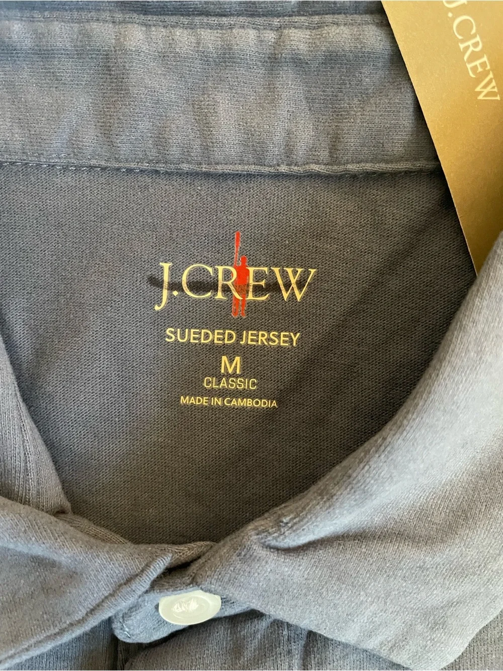 J. CREW sueded cotton polo shirt in Bellport Blue Size M NWD $55 BW383
